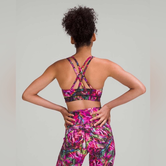 Lululemon Energy Bra Hyper Flow Pink Multi Women’s Sports Bra Size 4 - Picture 3 of 9